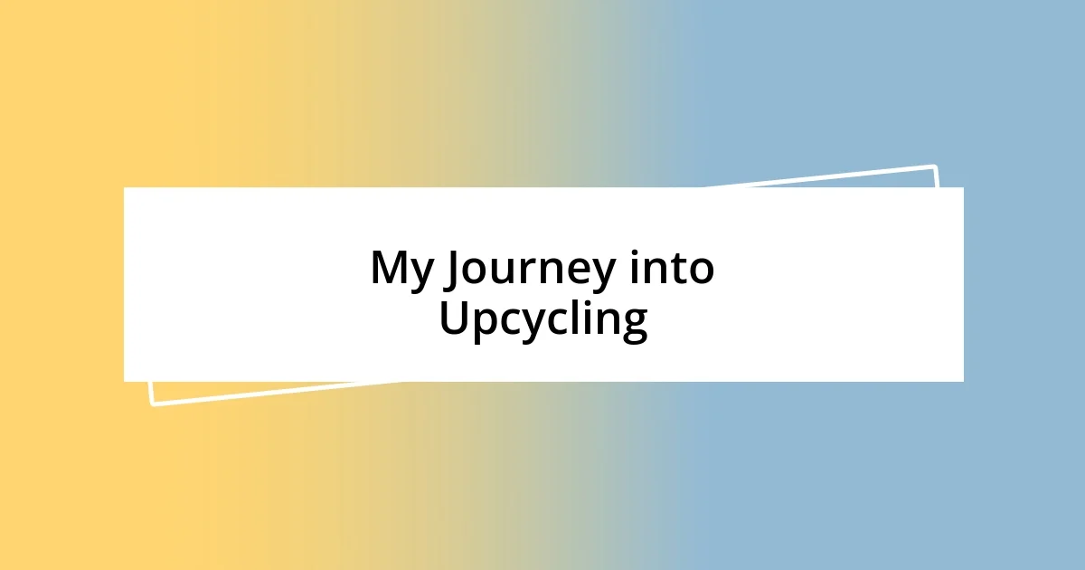 My Journey into Upcycling