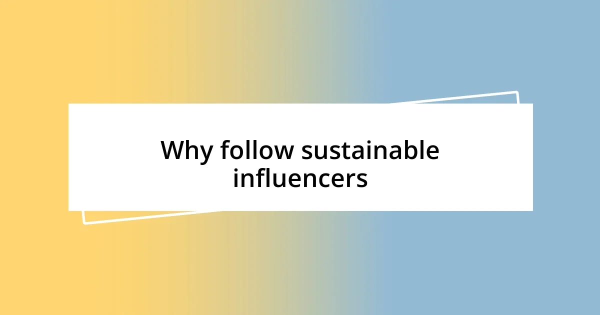 Why follow sustainable influencers